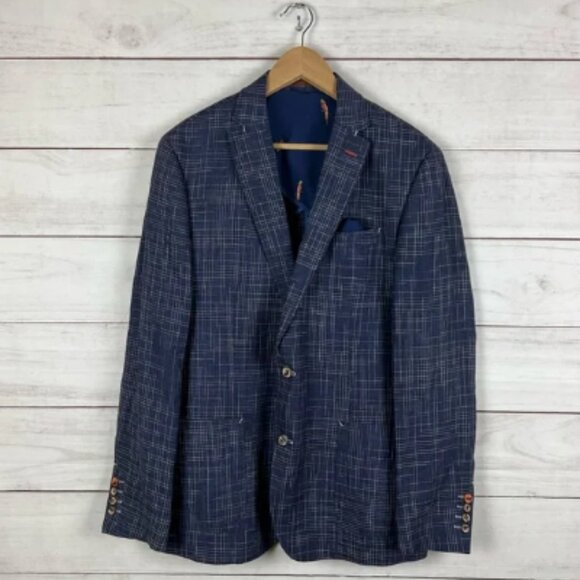 A Fish Named Fred Linen Blazer Jacket Size 40 - Picture 1 of 9